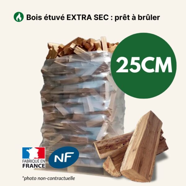 Bois de chauffage – 25 cm – ballot sur palette 2 m³ – Extra Sec