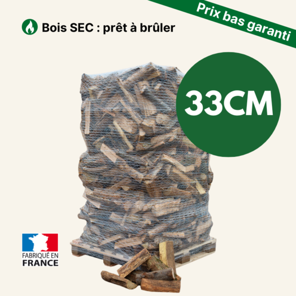 Bois de chauffage sec 33 cm ballot sur palette 2 m³- 2,24 stères Prix bas garanti